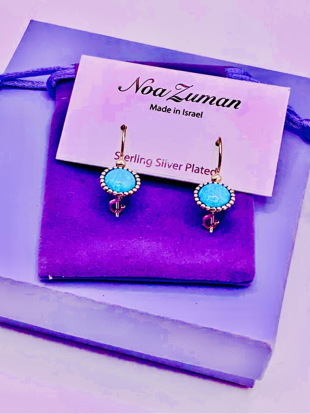 Noa Zuman Sterling ySilver Plated Turquoise Drop Earrings